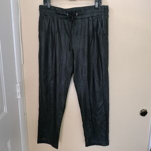 Loft Soft Black Faux Leather Straight Leg Pants L Concert Goth Rock Chic